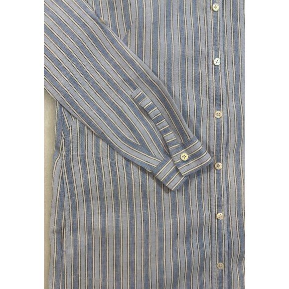 J. Jill Linen Coastal S Preppy Blue & White Striped Button-Front Shirt Dress - Picture 6 of 10
